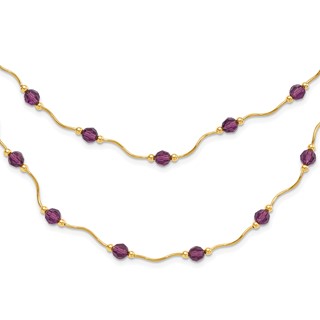 14ky Spiral Bead & Purple Crystal Multistrand Necklace