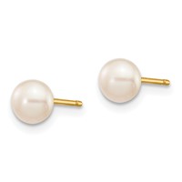 14K Yellow Gold 5-6mm Multicolor Button Freshwater Cultured Pearl Boxed 3 Pair Post Earrings Set view 4