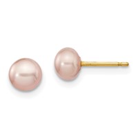 14K Yellow Gold 5-6mm Multicolor Button Freshwater Cultured Pearl Boxed 3 Pair Post Earrings Set view 5