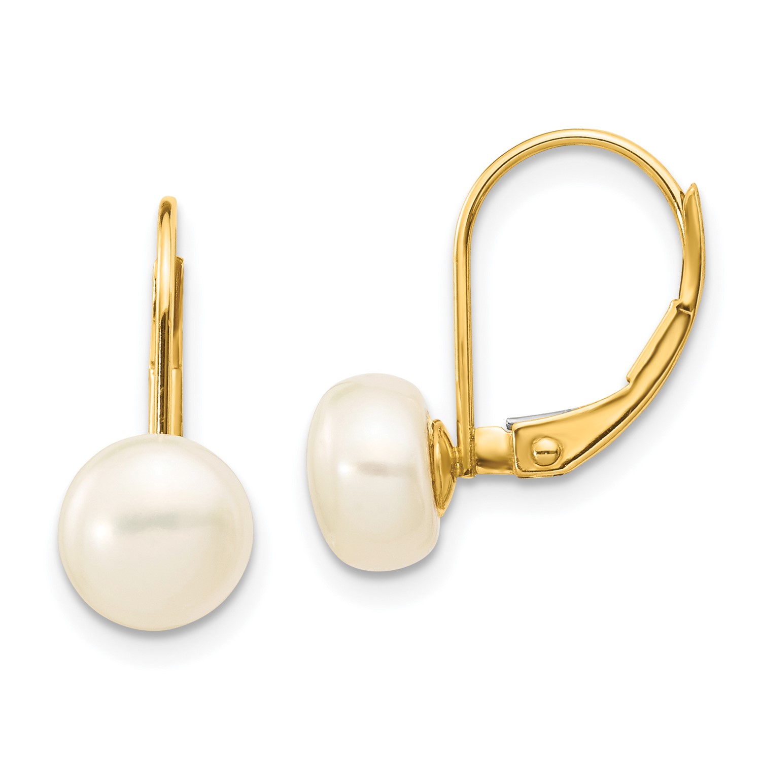 14k Yellow Gold 0 7in Long Childs Cultured Pearl Leverback Earrings 14k Yellow Gold 0 7in Long Freshwater Cultured On Pearl Leverback Earrings