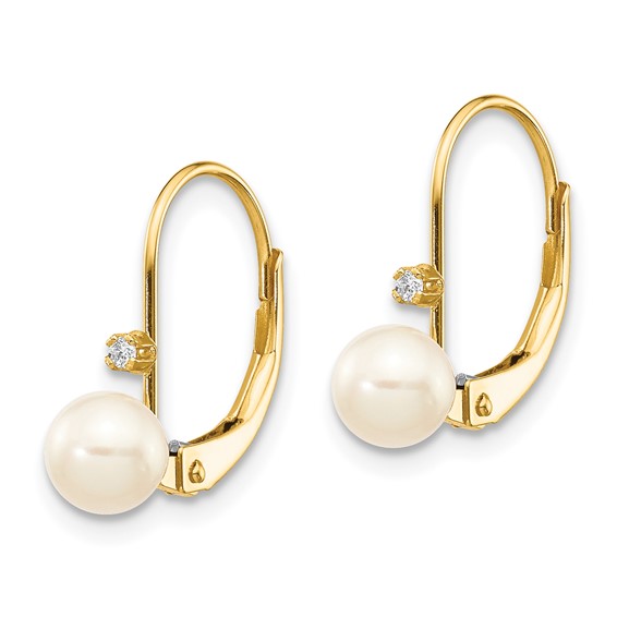 FWC Pearl & Diamond Leverback Earrings