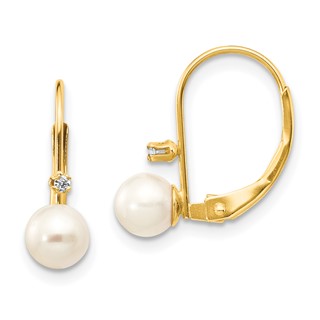 FWC Pearl & Diamond Leverback Earrings