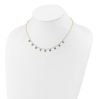 14K Yellow Gold Blue Topaz Dangles Necklace Plus 2 Inch Extender, 16" view 4