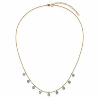 14K Yellow Gold Blue Topaz Dangles Necklace Plus 2 Inch Extender, 16" view 5