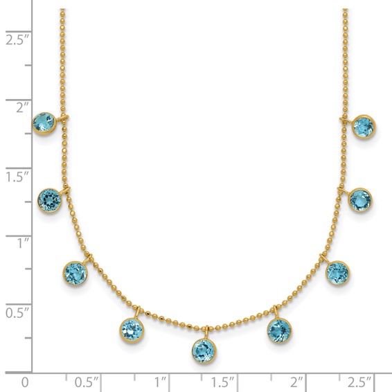 14k Blue Topaz Dangles 16 inch Necklace Plus 2 inch Extender