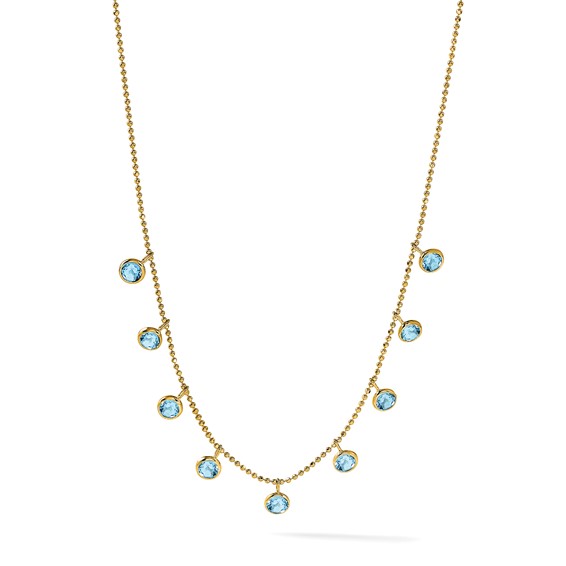 14k Blue Topaz Dangles 16 inch Necklace Plus 2 inch Extender