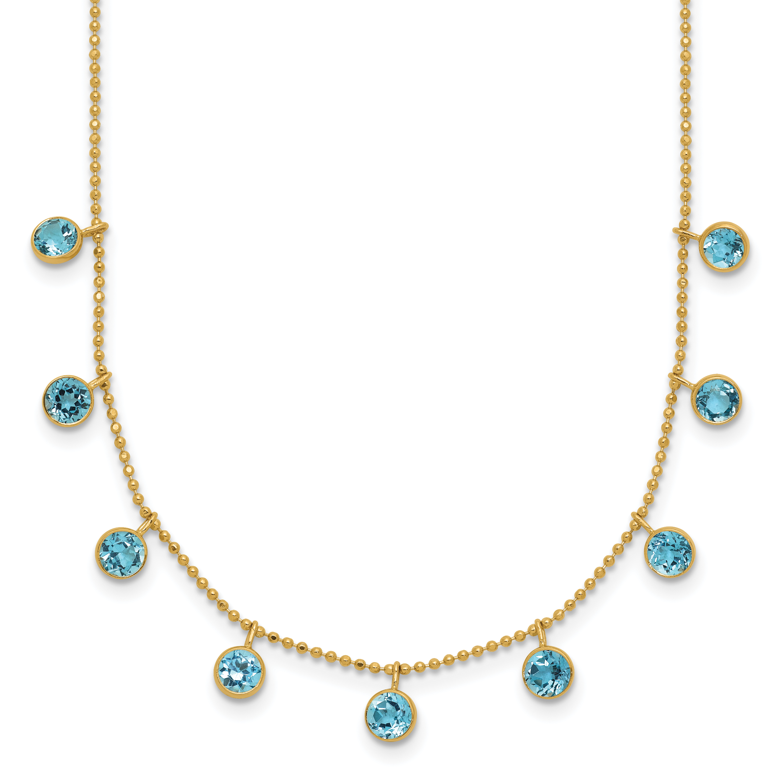 14k Blue Topaz w/2in ext. Necklace (XF2642-18)