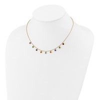 14K Yellow Gold Amethyst Citrine Garnet Peridot Blue Topaz Necklace Plus 2 Inch Extender, 16" view 3