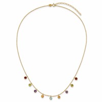 14K Yellow Gold Amethyst Citrine Garnet Peridot Blue Topaz Necklace Plus 2 Inch Extender, 16" view 5