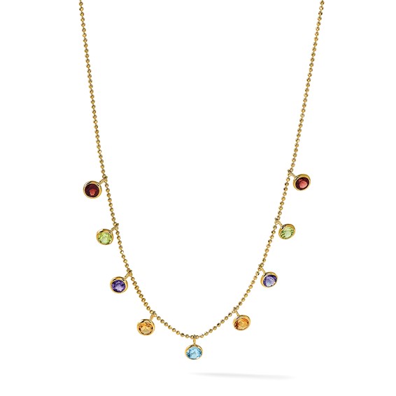 14K Amethyst/Citrine/Garnet/Peridot/Blue Topaz 16 inch Necklace Plus 2 inch Extender