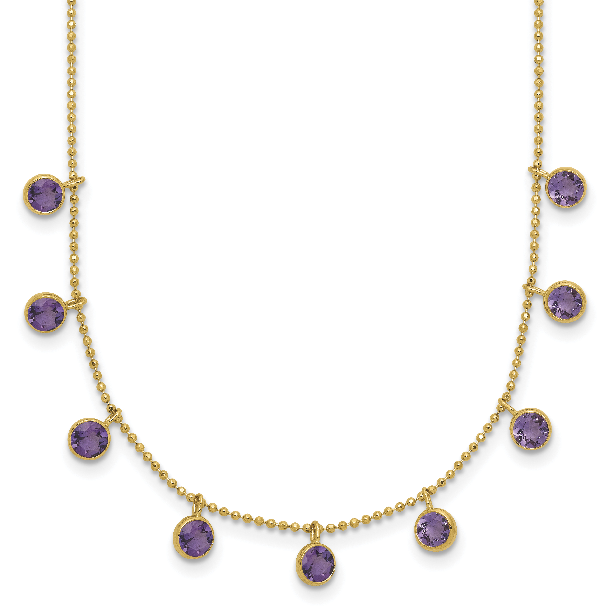 14K Multi-color Gemstone Necklace 16 w/ 2in ext. (XF2648-18)