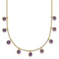 14K Yellow Gold Amethyst Citrine Garnet Peridot Blue Topaz Necklace Plus 2 Inch Extender, 16" view 1