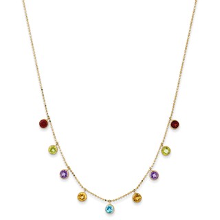 14K Amethyst/Citrine/Garnet/Peridot/Blue Topaz 16 inch Necklace Plus 2 inch Extender