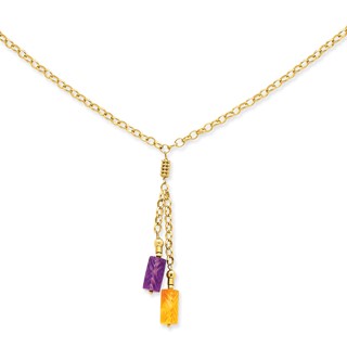 14K Amethyst & Citrine Drop Necklace
