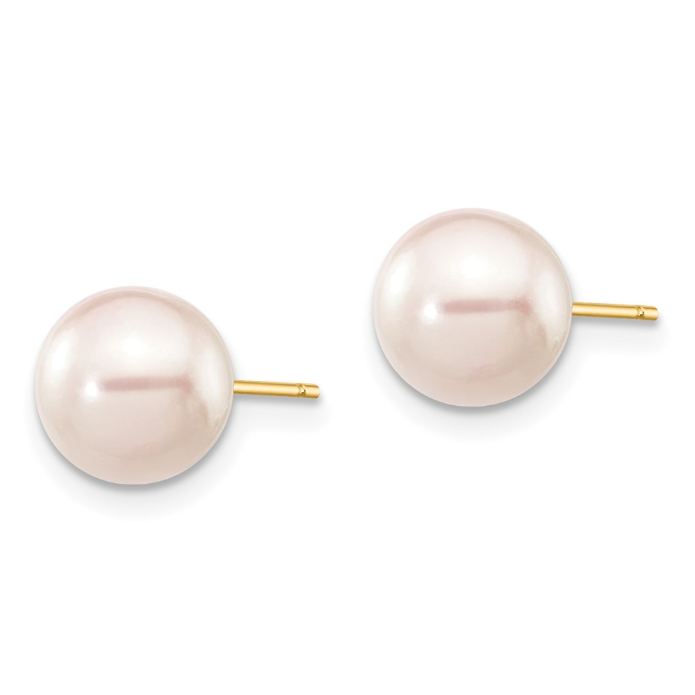 14k 7-8mm White Round Akoya Saltwater Cultured Pearl Stud Post Earrings (XF301E)