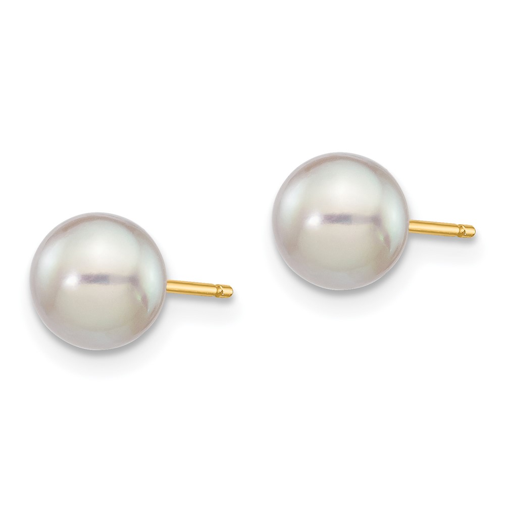 14k 6-7mm Grey Round Akoya Saltwater Cultured Pearl Post Earrings (XF352E)