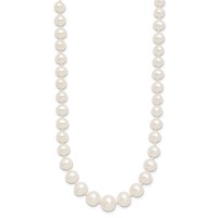 14K Yellow Gold 4-8mm White Freshwater Cultured Pearl Graduated Necklace, 18" view 2