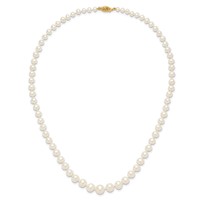 14K Yellow Gold 4-8mm White Freshwater Cultured Pearl Graduated Necklace, 18" view 4