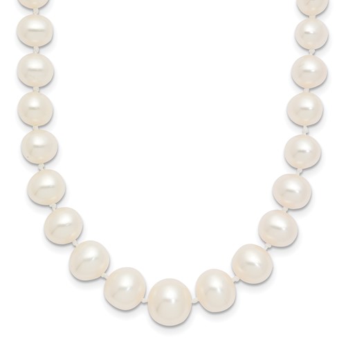 14K Yellow Gold 4-8mm White Freshwater Cultured Pearl Graduated Necklace, 18"