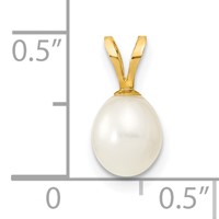 14K Yellow Gold 6-7mm White Rice Freshwater Cultured Pearl Pendant view 3