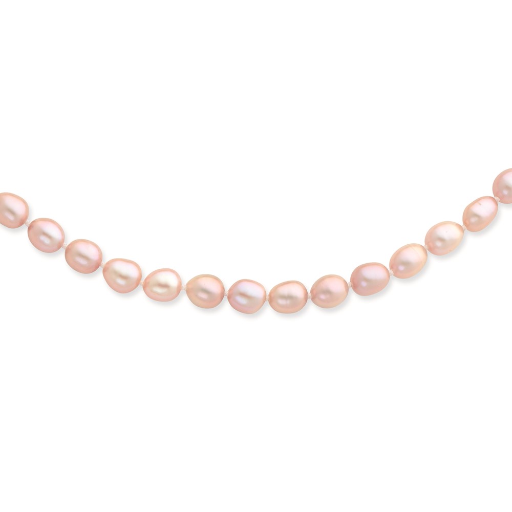 14K Yellow Gold 6-7mm Pink Rice Freshwater Cultured Pearl Necklace