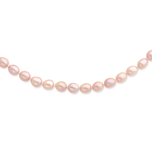 14K Yellow Gold 6-7mm Pink Rice Freshwater Cultured Pearl Necklace