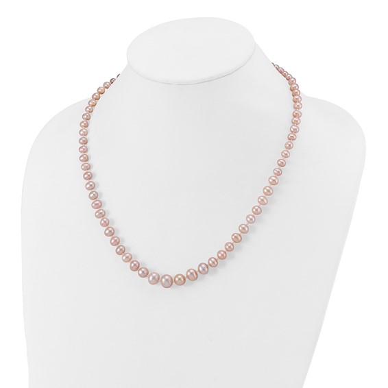 14k 4-8mm Purple Freshwater Cultured Pearl Graduated 18 inch Necklace