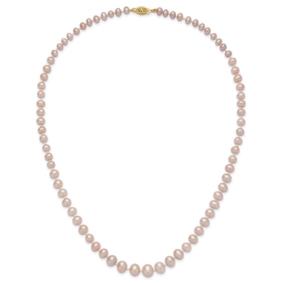 14k 4-8mm Purple Freshwater Cultured Pearl Graduated 18 inch Necklace