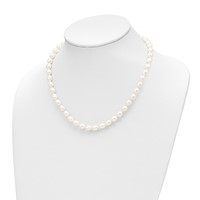 14K Yellow Gold 7-8mm White Rice Freshwater Cultured Pearl Necklace and Post Earring Set, 18" view 5