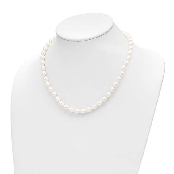 14k 7-8mm White Rice Freshwater Cultured Pearl 18 inch Necklace and Post Earring Set
