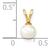 14K Yellow Gold 5-6mm White Round Freshwater Cultured Pearl Pendant view 3