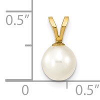 14K Yellow Gold 6-7mm White Round Freshwater Cultured Pearl Pendant view 3