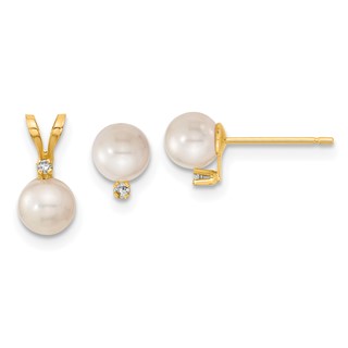 Saltwater Akoya Pearl & Diamond Earring & Pendant Set