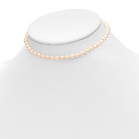 14K Yellow Gold 3-5mm Semi-Round Pink Freshwater Cultured Pearl Necklace 5 Inch Bracelet Post Earrings 3-piece Set, 12" view 5