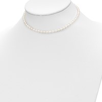 14K Yellow Gold 3-5mm Semi-Round White Freshwater Cultured Pearl Necklace 4 Inch Bracelet Post Earrings 3-piece Set, 12" view 5