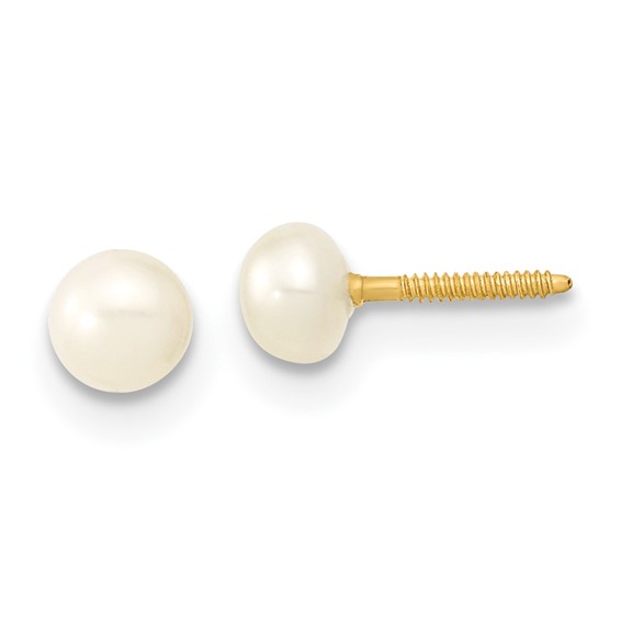 14k 3-5mm White Freshwater Cultured Pearl 14 inch Necklace /5 inch Bracelet / Post Earrings 3-piece Set