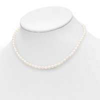 14K Yellow Gold 3-5mm White Freshwater Cultured Pearl Necklace 5 Inch Bracelet Post Earrings 3-piece Set, 14" view 5