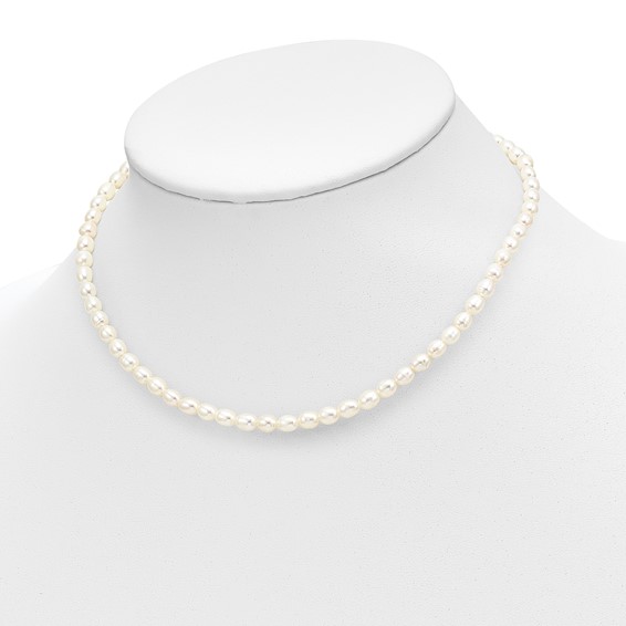 14k 3-5mm White Freshwater Cultured Pearl 14 inch Necklace /5 inch Bracelet / Post Earrings 3-piece Set