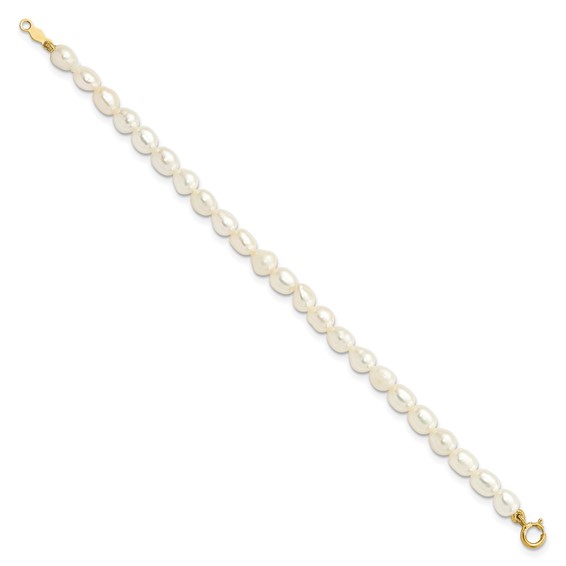 14k 3-5mm White Freshwater Cultured Pearl 14 inch Necklace /5 inch Bracelet / Post Earrings 3-piece Set