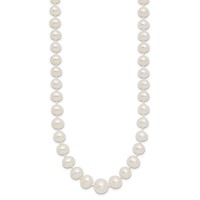 14K Yellow Gold 4-9mm White Freshwater Cultured Pearl Graduated Necklace, 18" view 2