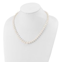 14K Yellow Gold 4-9mm White Freshwater Cultured Pearl Graduated Necklace, 18" view 3