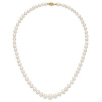 14K Yellow Gold 4-9mm White Freshwater Cultured Pearl Graduated Necklace, 18" view 4