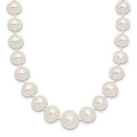 14K Yellow Gold 4-9mm White Freshwater Cultured Pearl Graduated Necklace, 18" view 1