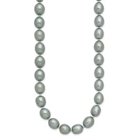 14K White Gold 8-9mm Grey Rice Freshwater Cultured Pearl Necklace, 20" view 2