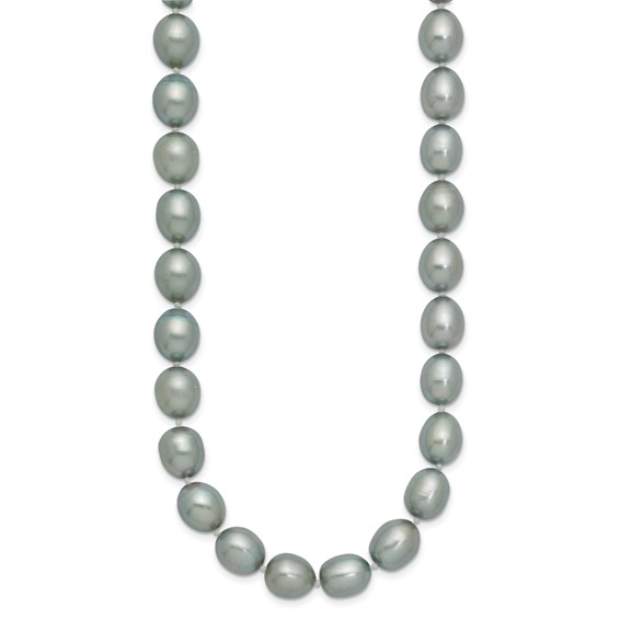 14k White Gold 8-9mm Grey Rice Freshwater Cultured Pearl 16 inch Necklace