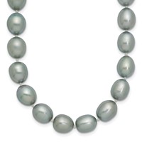 14K White Gold 8-9mm Grey Rice Freshwater Cultured Pearl Necklace, 20" view 1