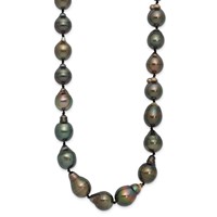 14K White Gold 8-11mm Black Baroque Tahitian Saltwater Cultured Pearl Graduated Necklace, 18" view 2