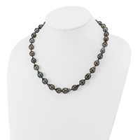 14K White Gold 8-11mm Black Baroque Tahitian Saltwater Cultured Pearl Graduated Necklace, 18" view 3