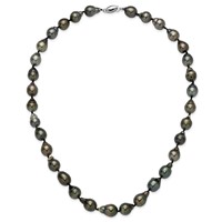 14K White Gold 8-11mm Black Baroque Tahitian Saltwater Cultured Pearl Graduated Necklace, 18" view 4