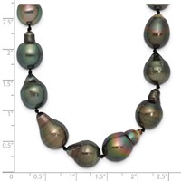 14K White Gold 8-11mm Black Baroque Tahitian Saltwater Cultured Pearl Graduated Necklace, 18" view 5